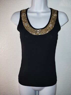 Kenneth Miller Tank Top Lightweight Sweater Rhinestones sz Small